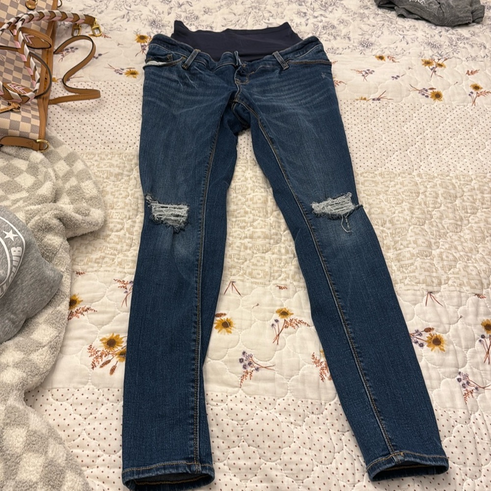 Old navy maternity jeans skinny distressed stretch rockstar 2 full panel